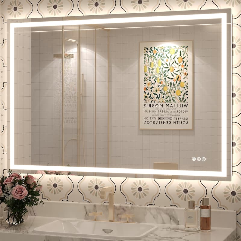 Large LED Bathroom Mirror with UL Listed, Front and Backlit, Anti-Fog - 44x30