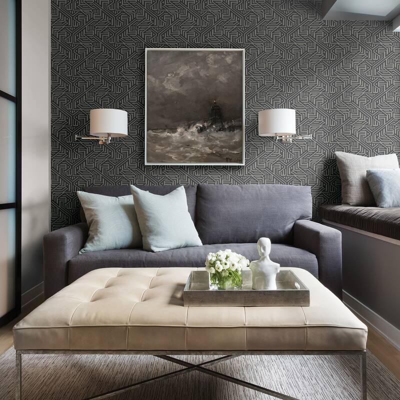 A-Street Prints Nambiti Charcoal Geometric Wallpaper