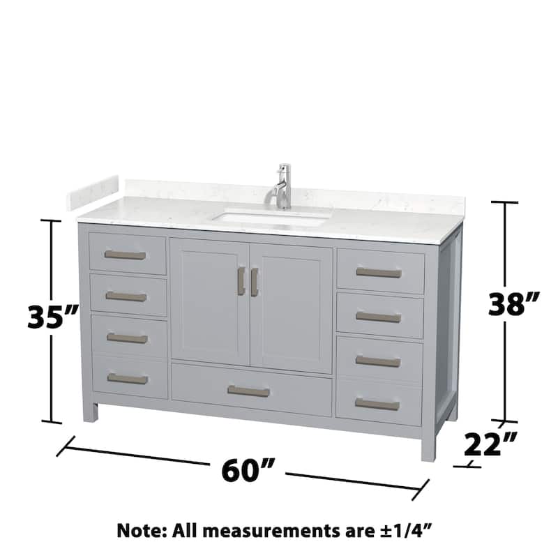 Wyndham Collection Sheffield 60" Single Bathroom Vanity, Carrara