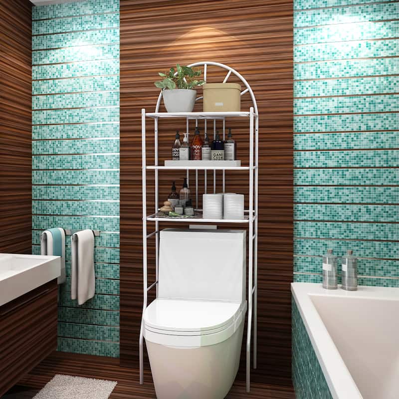 3 Tier Over Toilet Storage Rack Bathroom Organizer with Metal Shelf