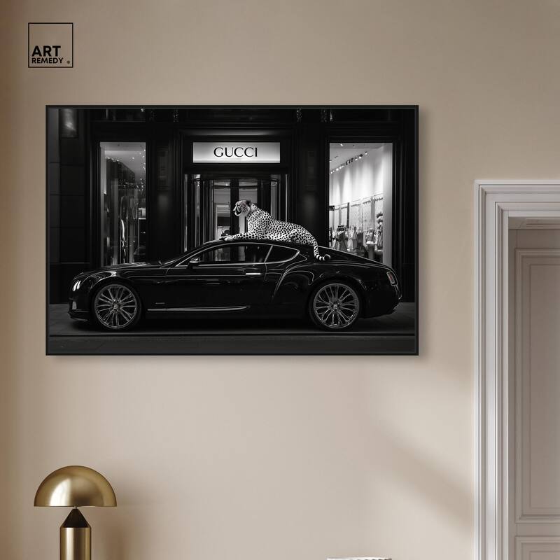 Cheetah and Sports Car Store Canvas by Art Remedy