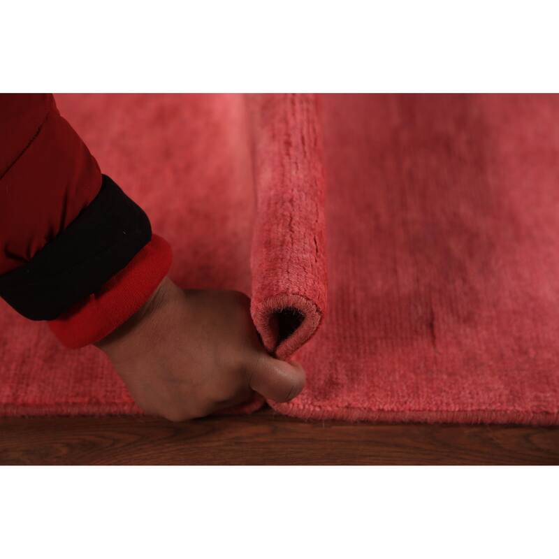 Pink Gabbeh Oriental Runner Rug Hand-Knotted Wool Carpet - 3'2" x 12'3"