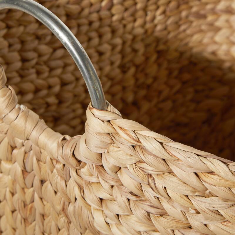 Seagrass Handmade Large Woven Decorative and Functional Storage Basket with Handles - Brown, White, Black