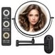 preview thumbnail 1 of 7, Yulika Rechargeable Lighted Wall Mounted Makeup Mirror with 3 Color Lights Double Sided 1X/10X or 1X/7X Black-10X