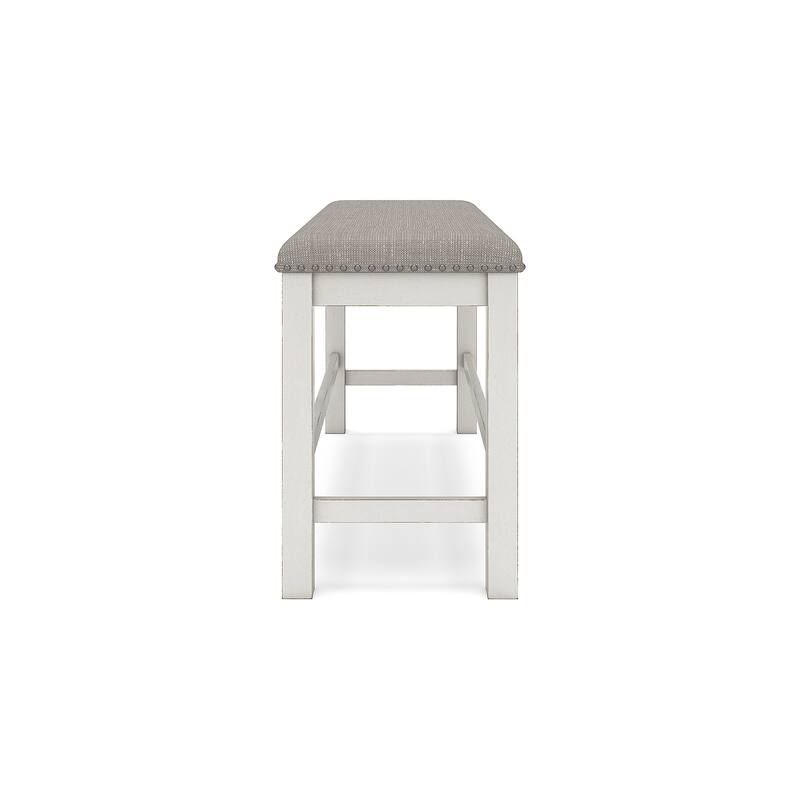 Signature Design by Ashley Robbinsdale White/Gray 49" Counter Height Dining Bench - 48.75"W x 17.25"D x 24.5"H