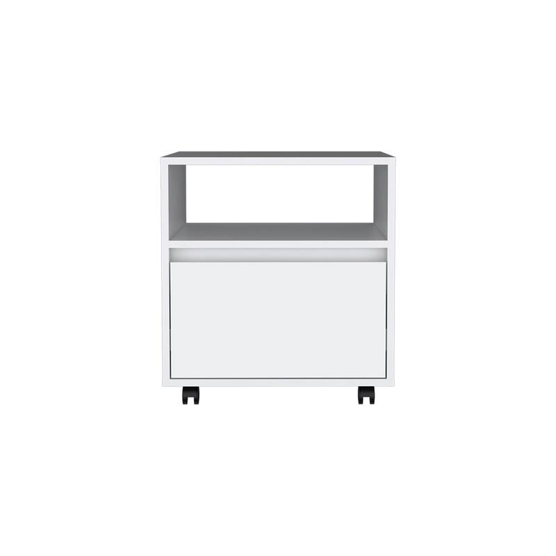2 Piece Bedroom Set with three double drawers, Nightstand + Dresser, White