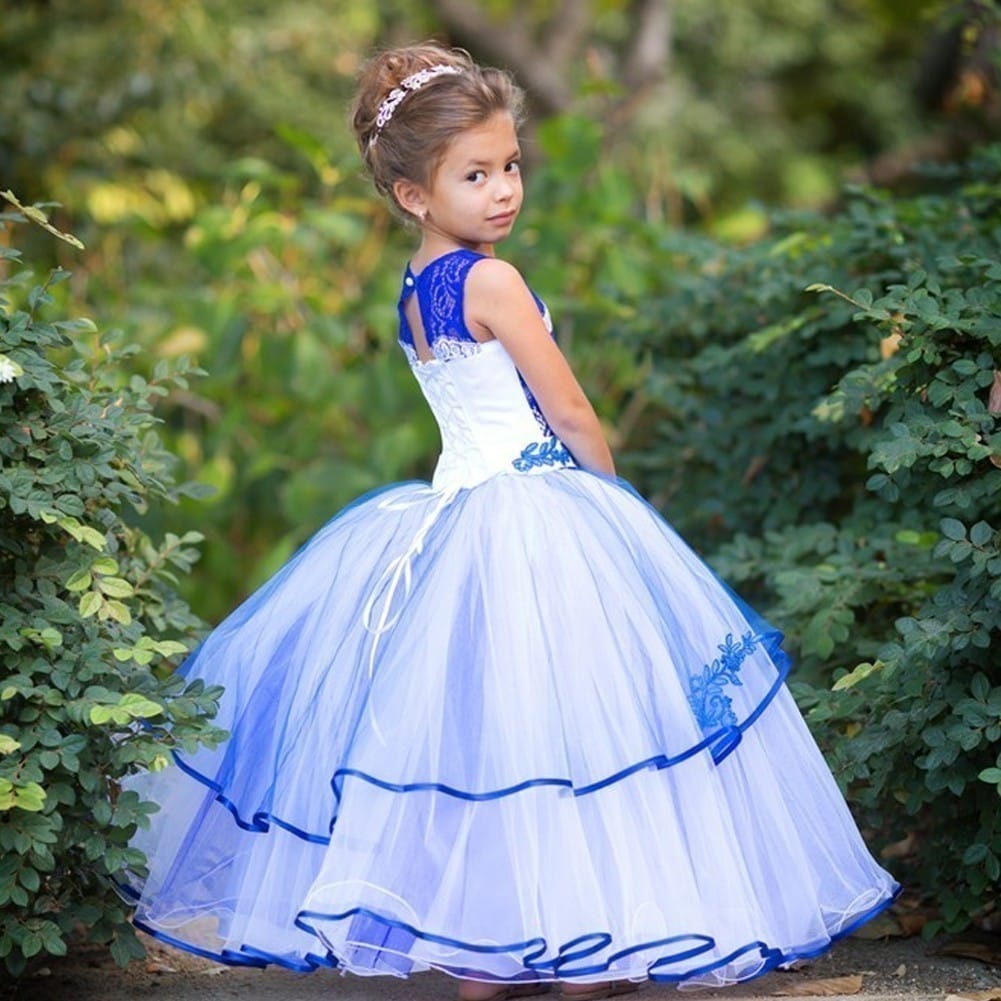 royal blue and white gown