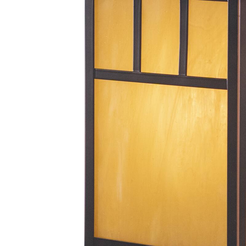 Mission 1L Bronze Outdoor Rectangle Post Light Honey Glass - 9-in W x 15-in H x 9-in D