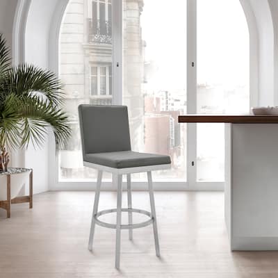Rochester Faux Leather and Metal Swivel Bar or Counter Stool