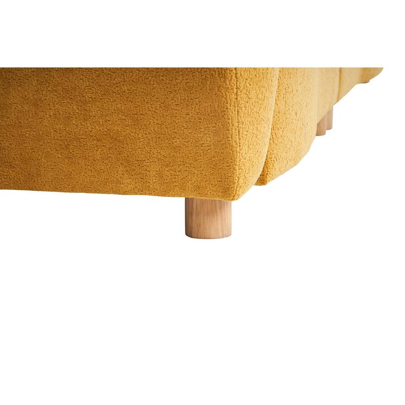 Modern Tufted Chenille Loveseat, Futon Sectional Love Seat Couch, Upholstered Sofa with 2 Pillows & 3 Lumbar Pillows