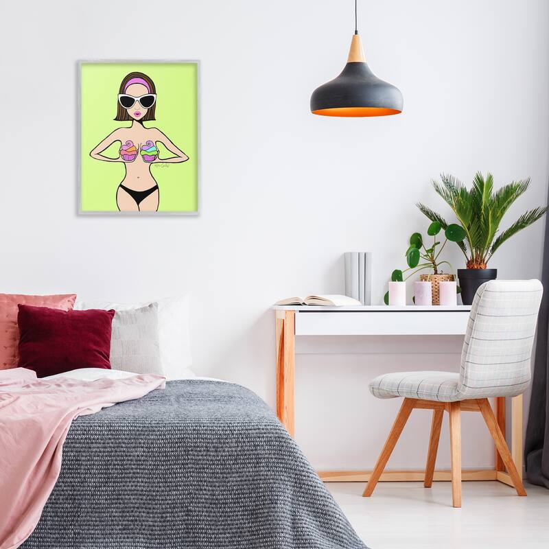Stupell Glam Summer Gal & Cupcakes Framed Giclee Art Design By Katie Conley