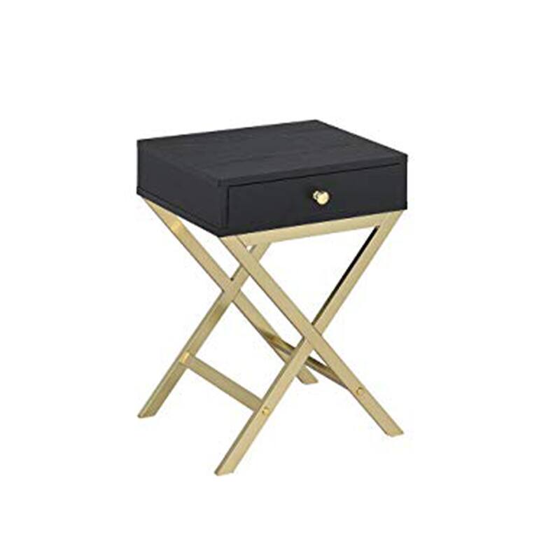 Stylish Side Table, Black & Gold - 24 H x 12 W x 16 L Inches