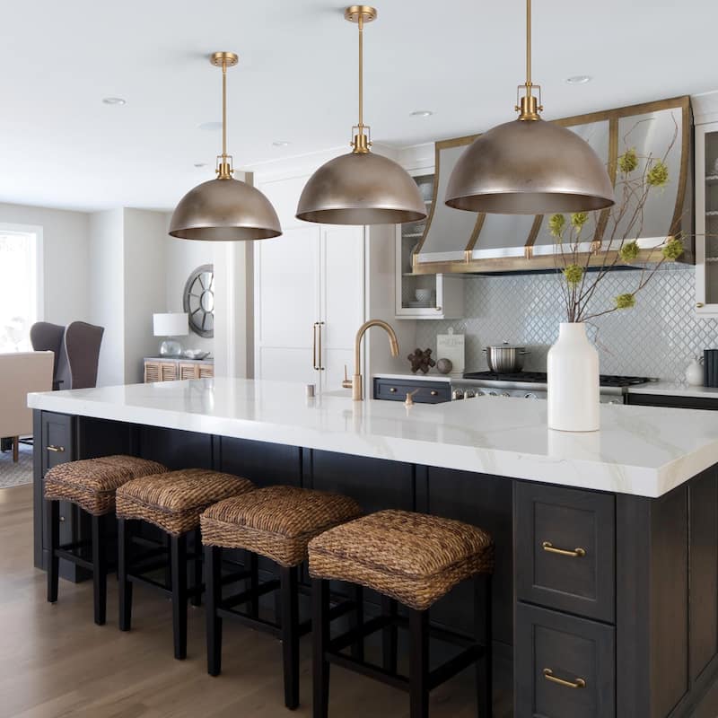Modern Industrial 1-Light Dome Metal Pendant Light for Kitchen Island