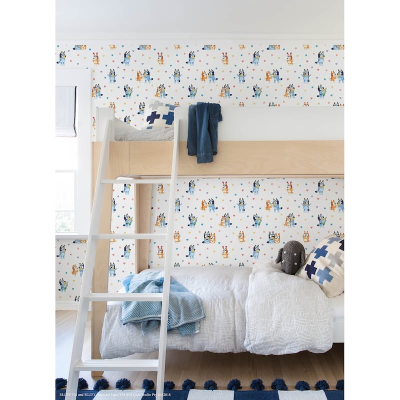 Bluey and Bingo Hearts Multicolor Peel and Stick Wallpaper
