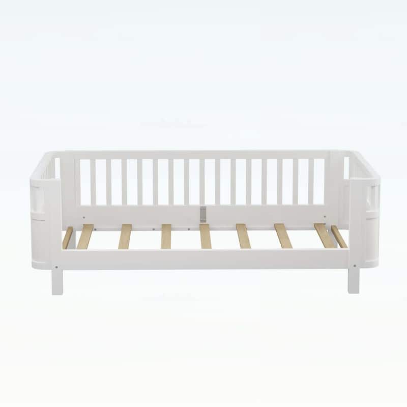 Wood Platform Bed,Low Profile Design with Safety Rails,Ideal for Boys and Girls