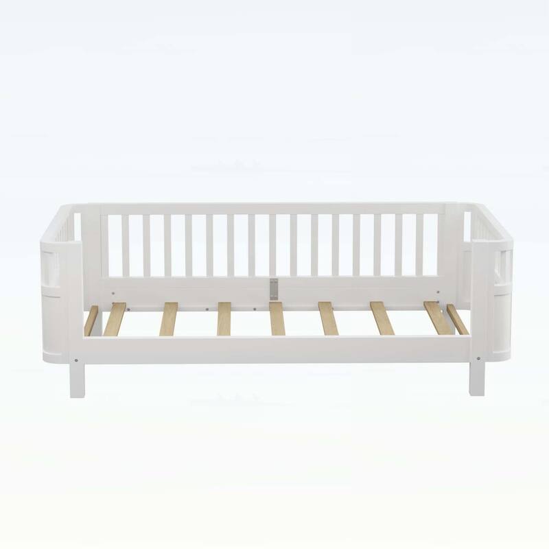 Wood Platform Bed with Safety Rails,and Versatile Use