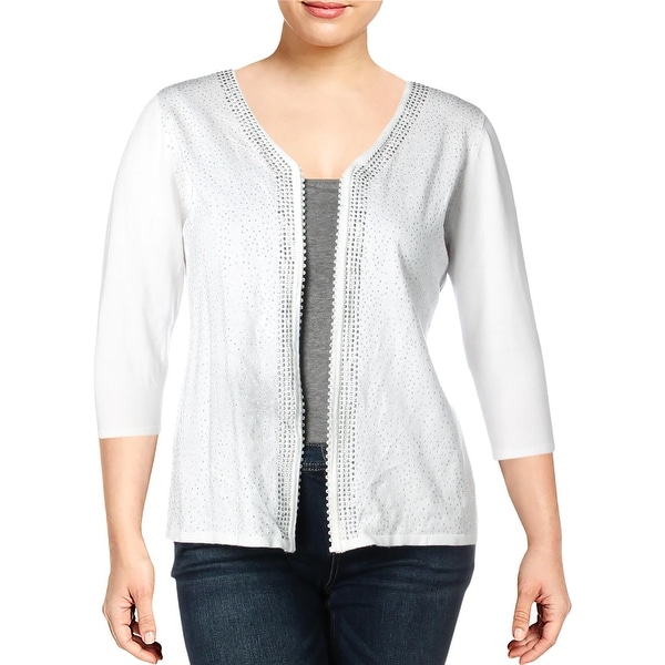 womens plus white cardigan