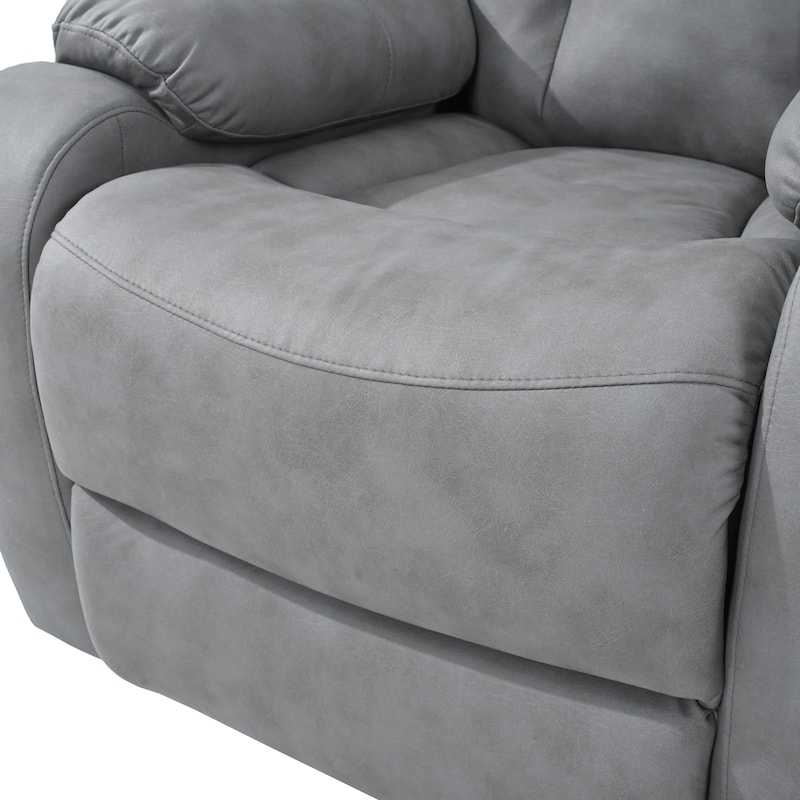 Light Gray Polyester Upholstered Power Lift Recliner for Elderly with Side Pocket, Pillow Top Arms, and Remote Control