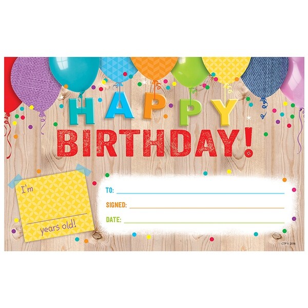 (6 Pk) Happy Birthday Award Upcycle Style