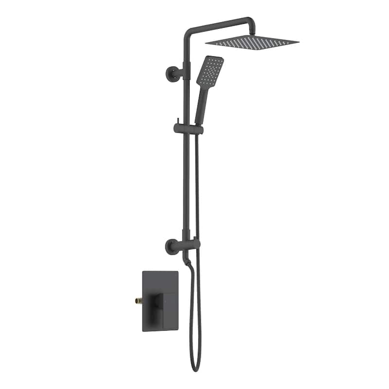 Cube Pressure Balanced 2-Function Shower Column with Rough In Valve - Matte Black