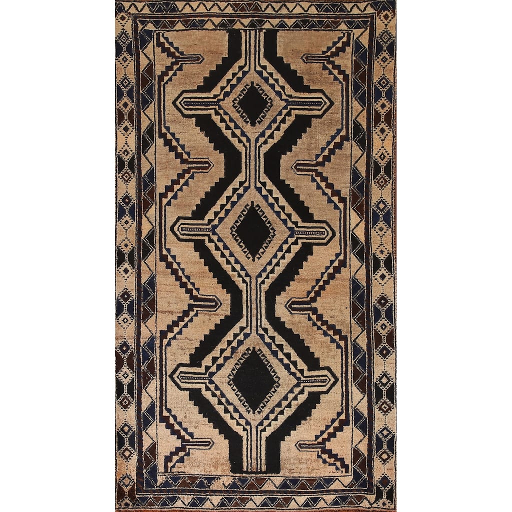 Vegetable Dye Lori Persian Vintage Area Rug Hand-knotted Wool Carpet - 3'10"x 8'0"