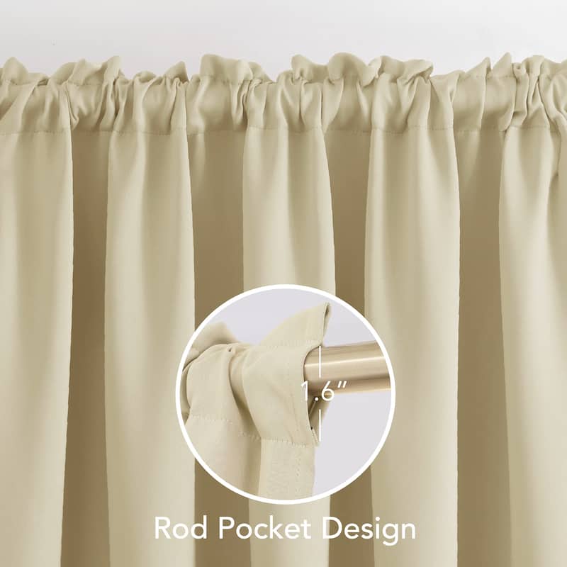 Deconovo Solid Rod Pocket Curtain Panel Pair (2 Panel)