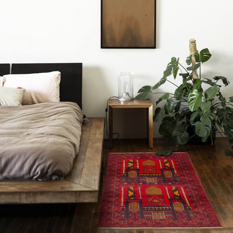 ECARPETGALLERY Hand-knotted Teimani Red Wool Rug - 3'4 x 6'4