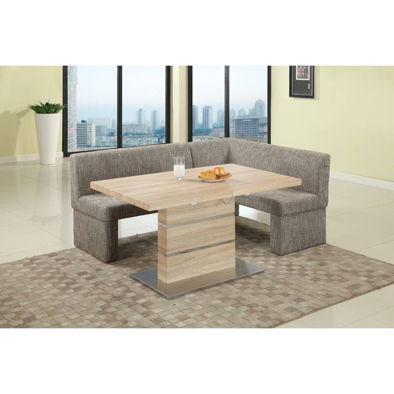 Somette Liberty Light Oak Stainless Steel Pedestal Dining Table