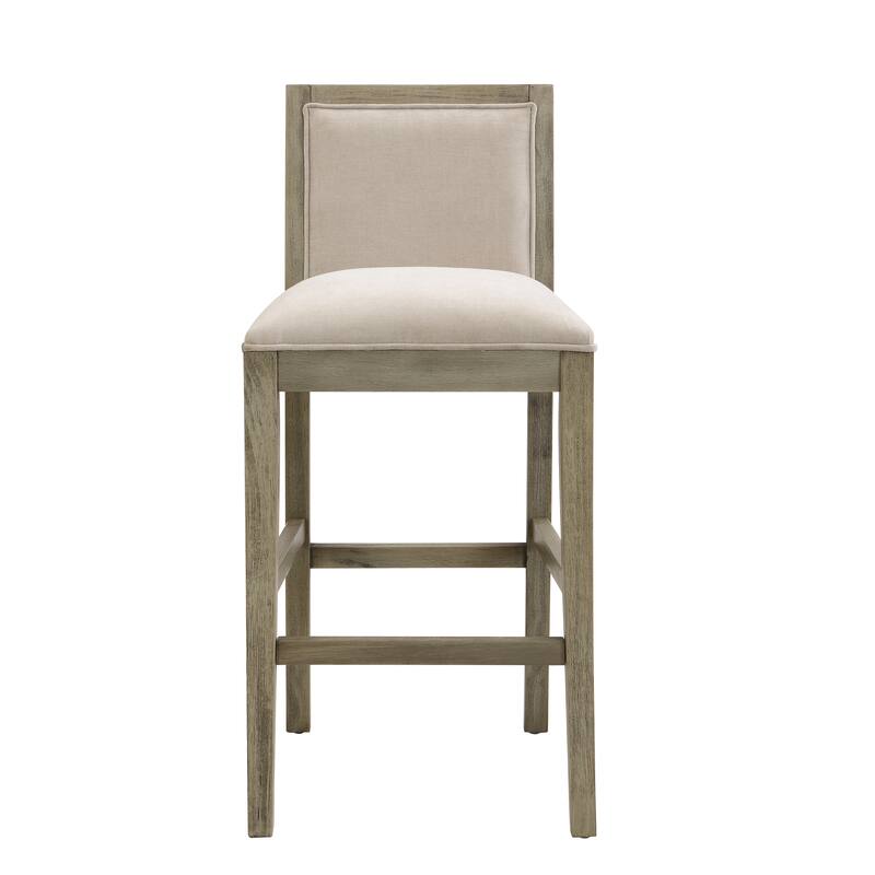 Modern 30.5" Set of 2 Bar Stools with Fabric Foam Cushioned Seats, Solid Wood Frame for Kitchen Island Dining Room Living Room