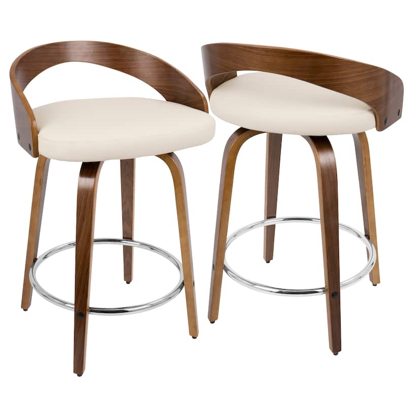 Carson Carrington Stavanger 24" Fixed-Height Counter Stool with Bent Wood Legs & Round Footrest (Set of 2)