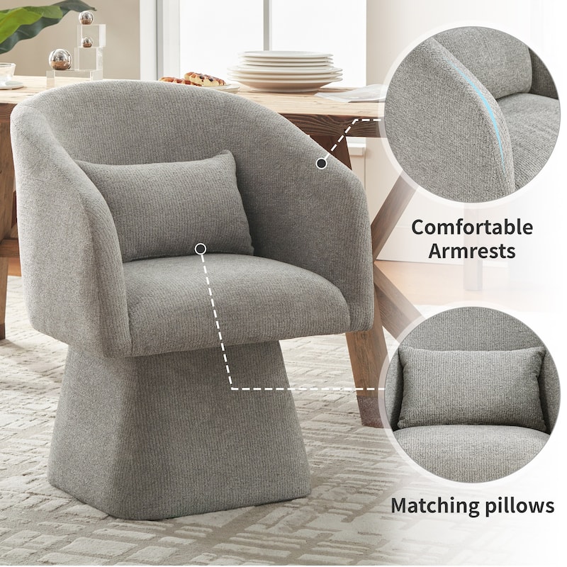 360° Swivel Barrel Fabric Upholstered dining chair with Pillow