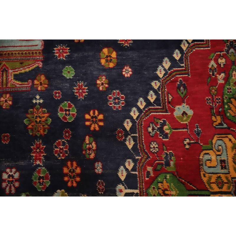 Hand Knotted Oriental 100% Wool Carpet Traditional Tribal Navy Blue & Blues Kashkoli Area Rug - 4' 8'' X 4' 5''