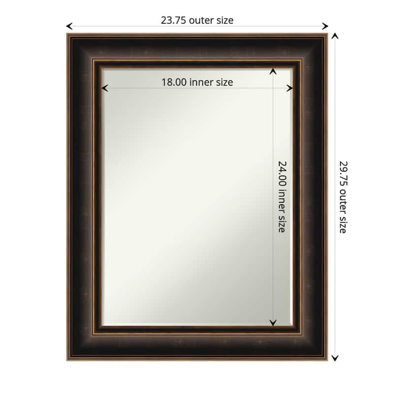 Villa Oil Rubbed Bronze Half-Inch-Bevel Wood Framed Wall Mirror - Villa Oil Rubbed Bronze - Glass Size 18x24 - Villa Oil Rubbed Bronze