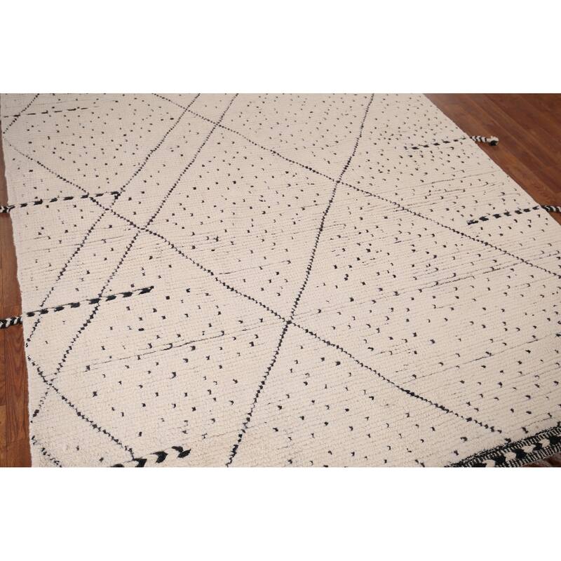 Striped Moroccan Area Rug Handmade Wool Carpet - 5'8" x 9'8"