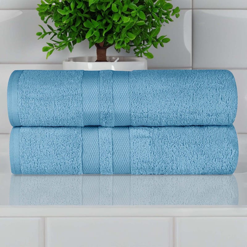 Superior Ultra-Soft Cotton Solid Medium Weight Bath Towel Set of 2