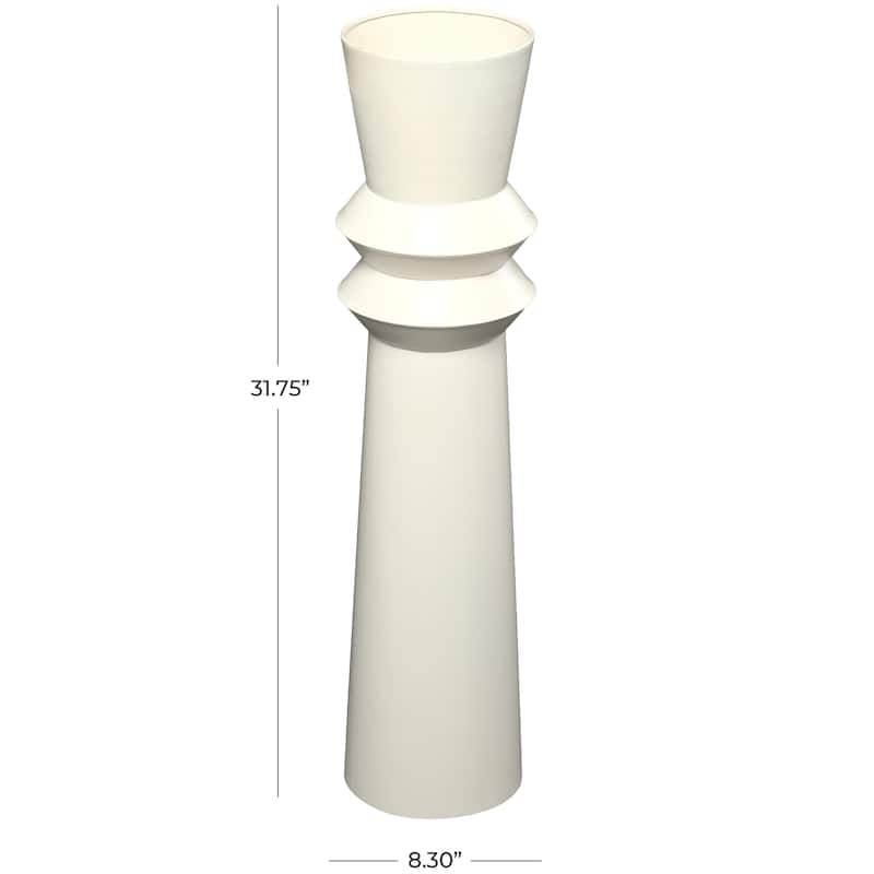 Metal Tall Art Deco Fluted Floor Decorative Vase - Black or Cream - Roche River Decor