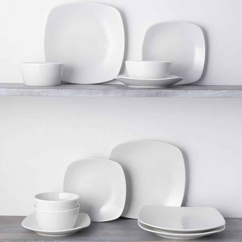 Noritake Colorscapes Swirl 12-Piece Square Dinnerware Set, Service For 4 - White
