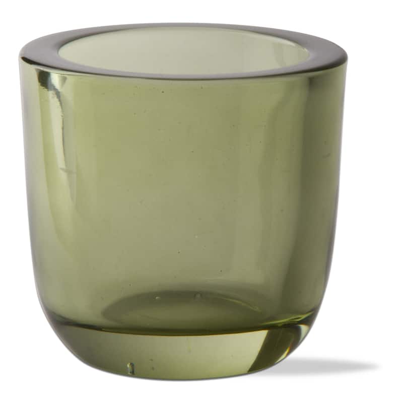 Classic Tealight Holder Foliage Green Glass Candle Holder, 3.14L x 3.14W x 3.07H inches