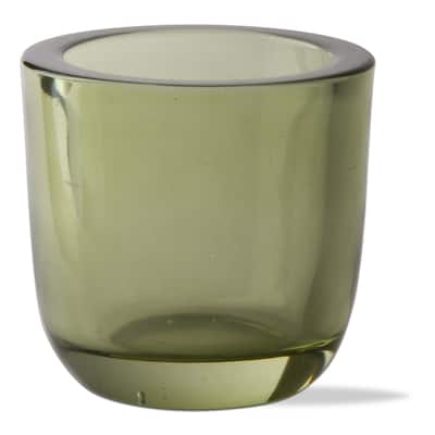 Classic Tealight Holder Foliage Green Glass Candle Holder, 3.14L x 3.14W x 3.07H inches