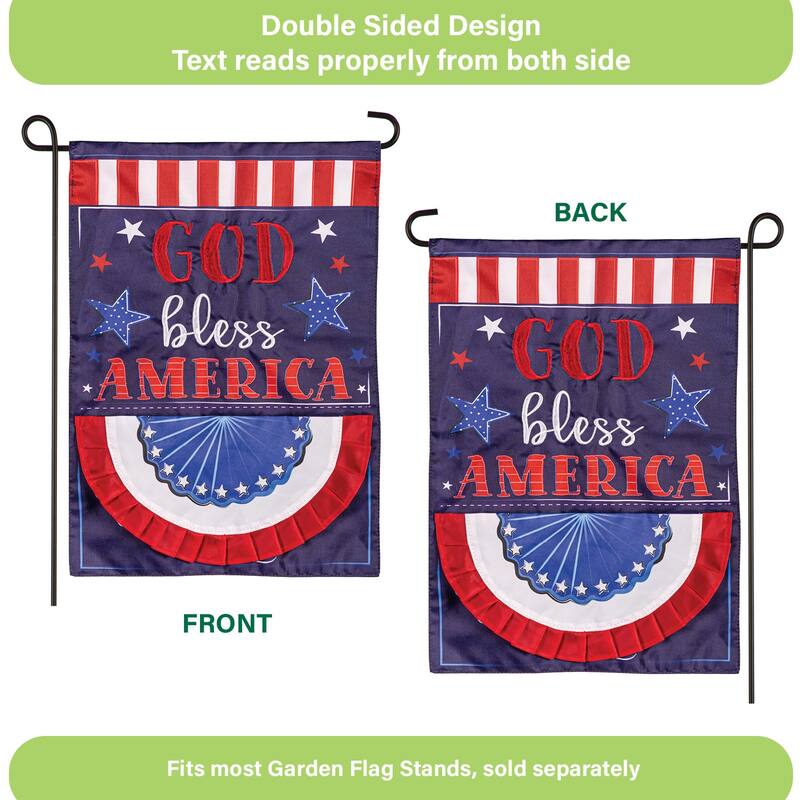 Patriotic God Bless America Applique Garden Flag