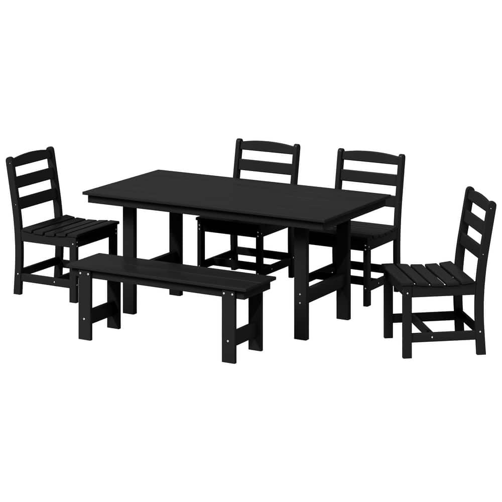 Shoreside 6-Piece Side Chair Dining Set With Bench