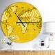 preview thumbnail 8 of 8, Designart 'Vintage Yellow Worldmap ' Oversized Global Wall CLock
