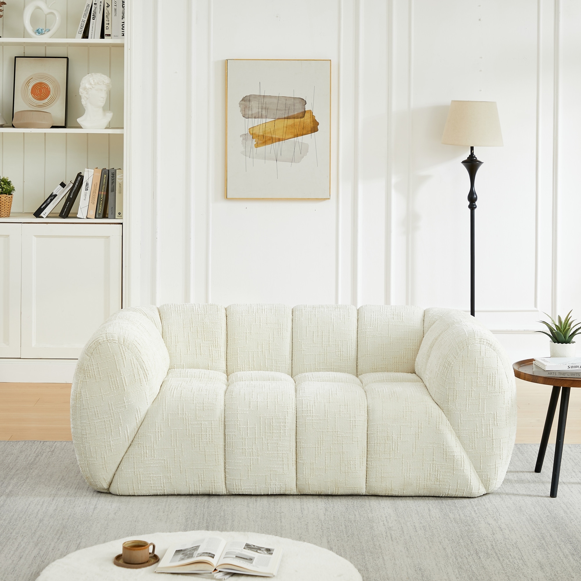 Roomfitters Chenille Pure Foam Sofa, Modern Frameless Low Profile Couch with High-Density Support for Living Room