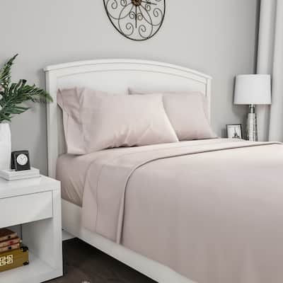 Brushed Microfiber Sheet Set-4 Piece Bed Linens-Fitted & Flat Sheets Washable, Plus 2 Pillowcases by Lavish Home (King, Beige)
