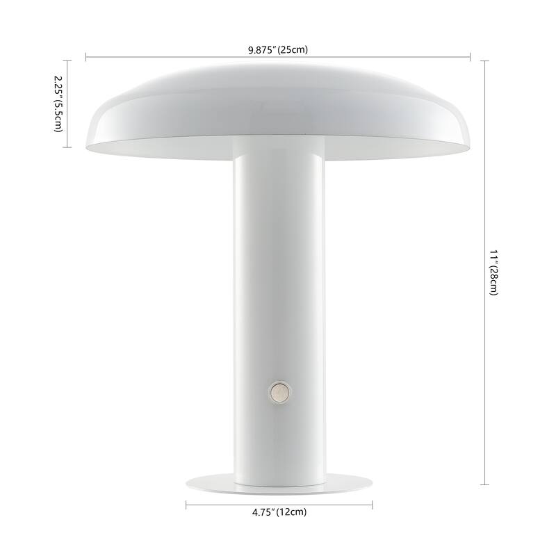 Boletus 11" Contemporary Bohemian Rechargeable/Cordless Iron Integrated LED Mushroom Table Lamp, by JONATHAN Y