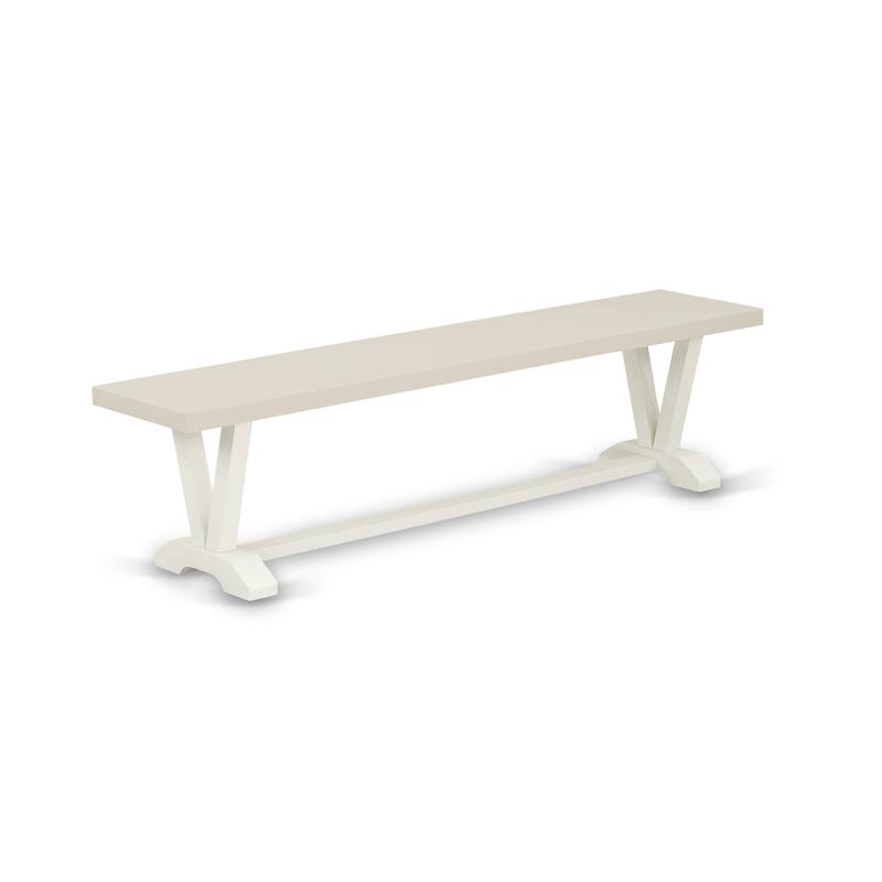 East West Furniture V-Style Modern Dining Room Bench with Wooden Seat, 72x15x18 Inch(Finish Options) - 72