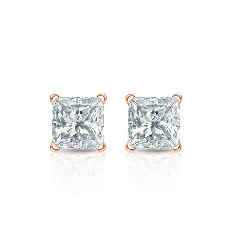 Auriya 14-karat Gold Lab Grown 0.40 carat TDW Princess Diamond Stud Earrings 4-Prong Martini Screw-back