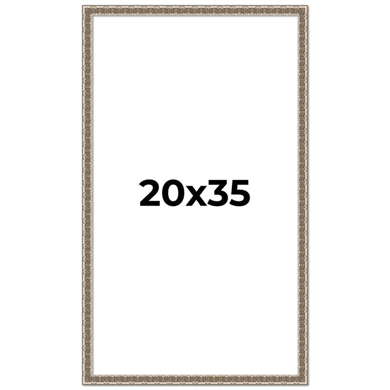 20x35 Frame Silver Versailles Ornate Solid Wood Picture Frame | 1 Inch