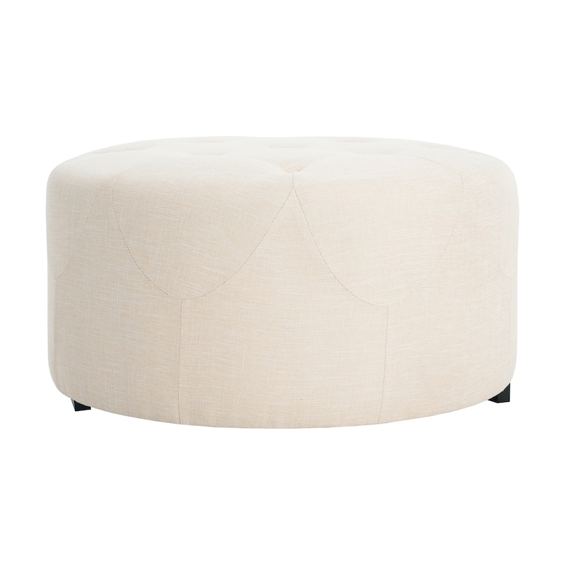 Christopher Knight Home PU Leather Button Tufted Round Ottoman