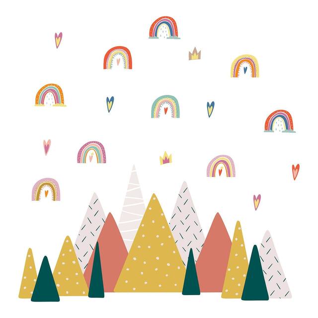 Walplus Scandinavian Rainbows Mountains Kids Wall Sticker Nursery Décor